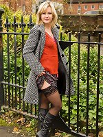 Sleazy milf poses with her undies removed in solo